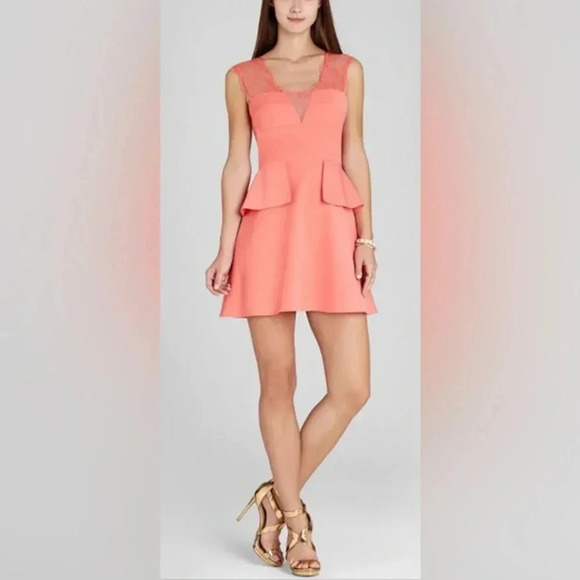 BCBG Maxazria Coral Leann Lace Applique Vneck Dress size 02 - Picture 1 of 15
